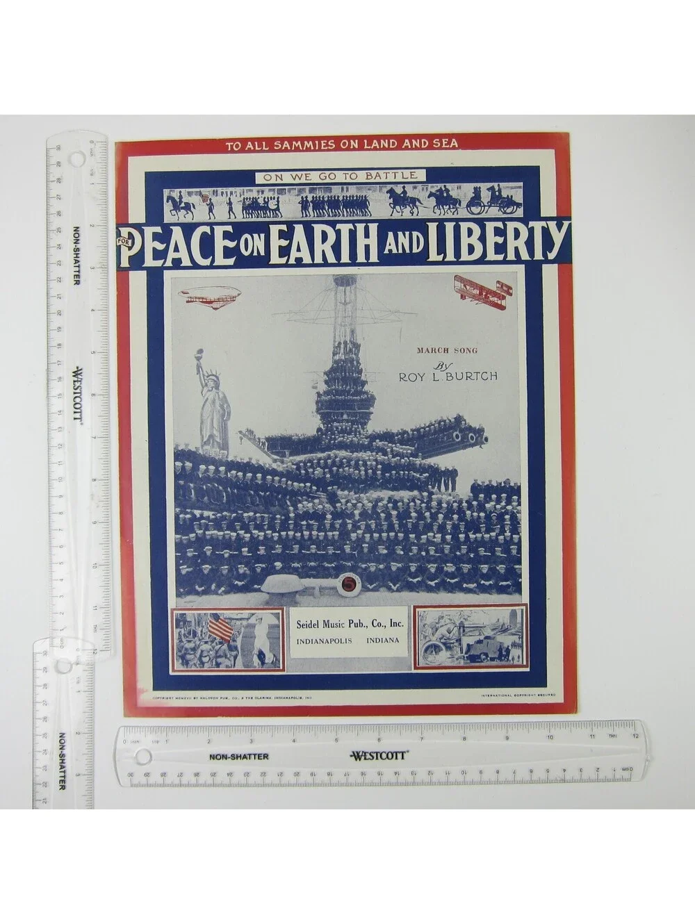 Sheet Music Peace on Earth & Liberty Burtch USS Pennsylvania WWI Antique 1917